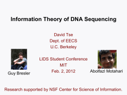 Information Theory of DNA Sequencing