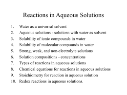 Chapter 4 – Reactions in Aqueous Solutions