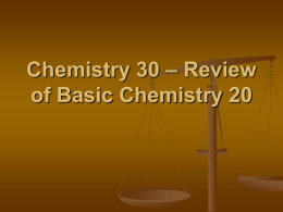 Chemistry 30 Review of Basic Chemistry 20
