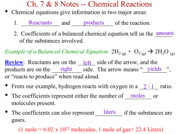 Ch. 7 & 8 Notes (Chemical Reactions) teacher 2013