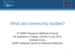 Community Studies - the NCRM EPrints Repository