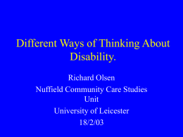 Different Ways of Thinking About Disability.