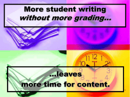 More WRITING NOT More Grading