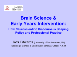 Brain Science & Early Years Intervention