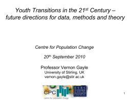 Youth Transitions - University of Stirling Staff Homepages