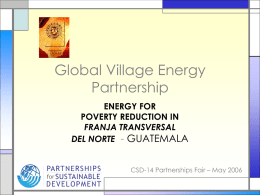 Energy for Poverty Reduction in Franja Transversal Del Norte