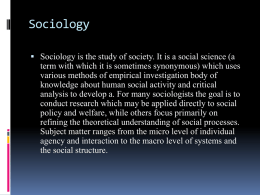 1. Sociology, circle of its questions and destination