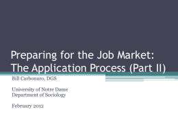 The Job Market - Department of Sociology
