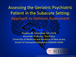 Assessing the Geriatric Psychiatric Patient in the Sub