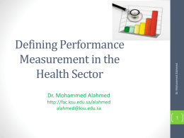 Defining performance measurement in the health sector