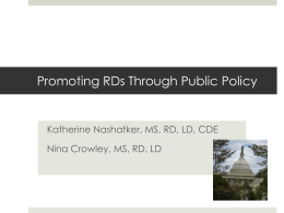 Promoting RDs Through Public Policy