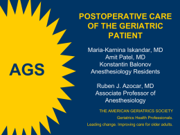 Postoperative Care in the Geriatric Patient