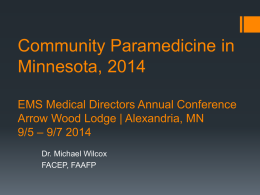 Community Paramedicine Programs in Minnesota, 2014