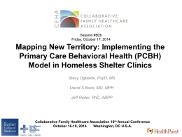 PCBH - Homeless Shelter Clinics - Collaborative Family Healthcare