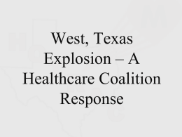 West, Texas Explosion - Washington State Hospital Association