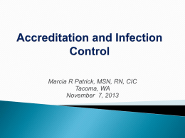 Accreditation and Infection Control