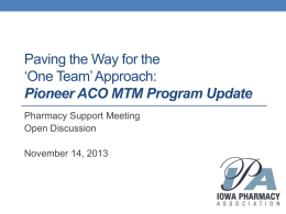 ACO Project Update - Iowa Pharmacy Association