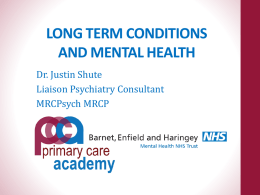 Presentation Long Term Conditions and Mental Health