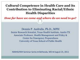 Cultural Competence in Health Care and its Contribution to