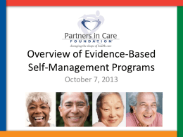 Overview of Evidence-Based Self-Management Programs, October