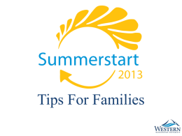 Tips For Families - New Student Services / Family Outreach