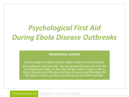 Psychological First Aid During Ebola Disease Outbreaks