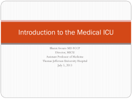 Introduction to the Medical ICU