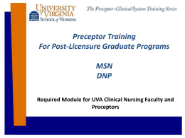 Preceptor Training for Post-licensure Graduate