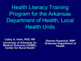 Health Literacy Training Program - Partnership for Health Literacy in