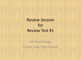 Review Session for Review Test 1