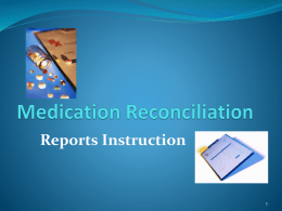 Admission Home Medication Reconciliation Report