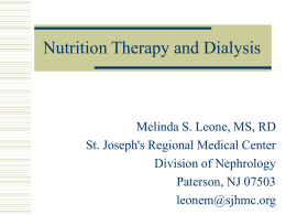 Nutrition Therapy and Dialysis - ANNA Jersey North Chapter 126