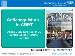 Anticoagulation - Pediatric Continuous Renal Replacement Therapy