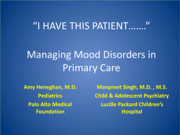 Managing Mood Disorders In Primary Care