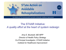 The STAAR Initiative - State Coverage Initiatives