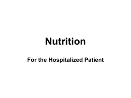 Nutrition in the Hospitalized Patient