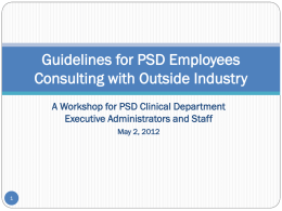 Guidelines for PSD Employees Consulting with Outside Industry