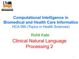 Clinical Natural Language Processing 2