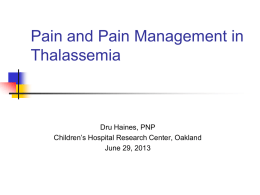 Pain and Pain Management in Thalassemia