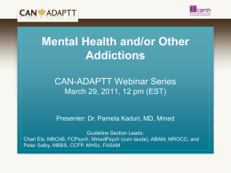 Mental Health and Other Addictions webinar - CAMH
