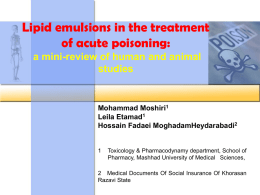 Lipid emulsions in the treatment of acute poisoning