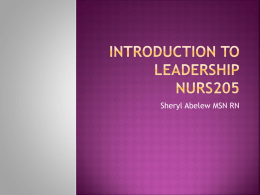 Introduction to Leadership NURS205