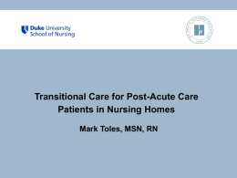 Transitional Care in Nursing Homes