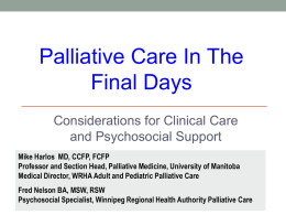 Palliative care in the final hours