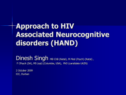 Detecting Early HIV Associated Neurocognitive disorders (HAND)