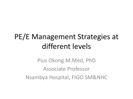 PE/E Management Strategies at different levels