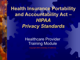 Health Insurance Portability and Accountability Act of 1996