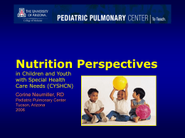 Nutrition Management in Children with Special Health Care