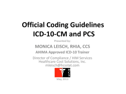 Official Coding Guidelines - Health Information Management