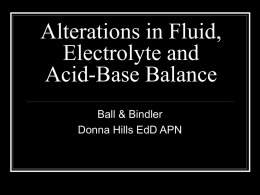 Alterations in Fluid, Electrolyte and Acid